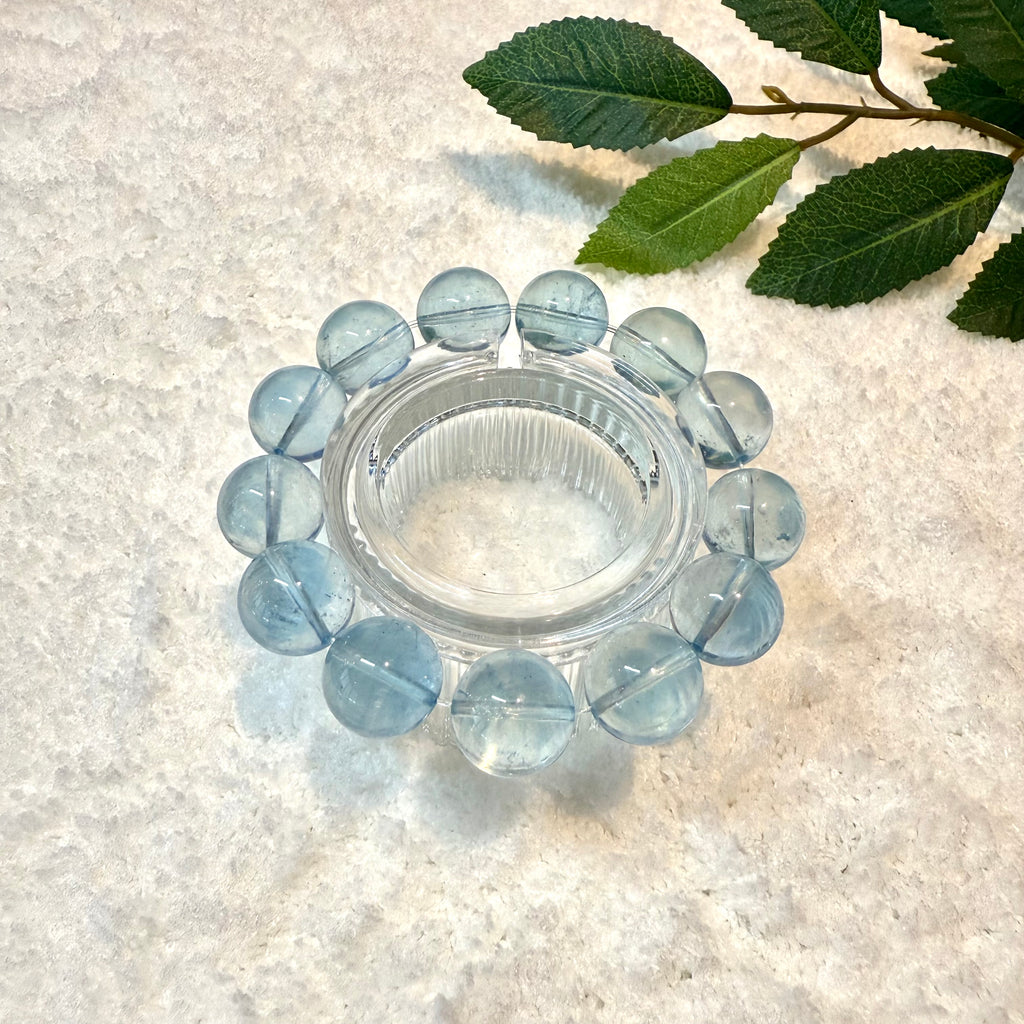 Aquamarine Blue Crystal Bracelet, 14-14.5mm