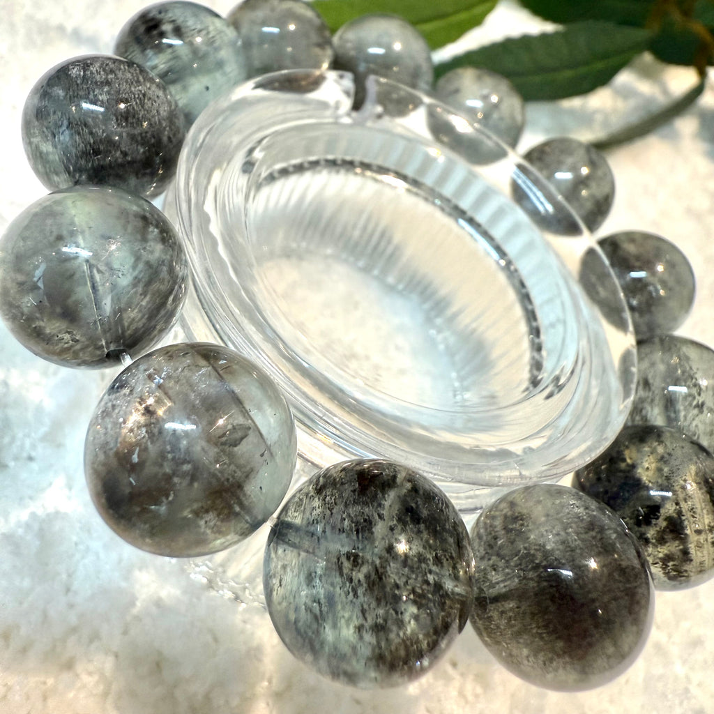 Black Star Aquamarine Crystal Bracelet, 14.5-15mm