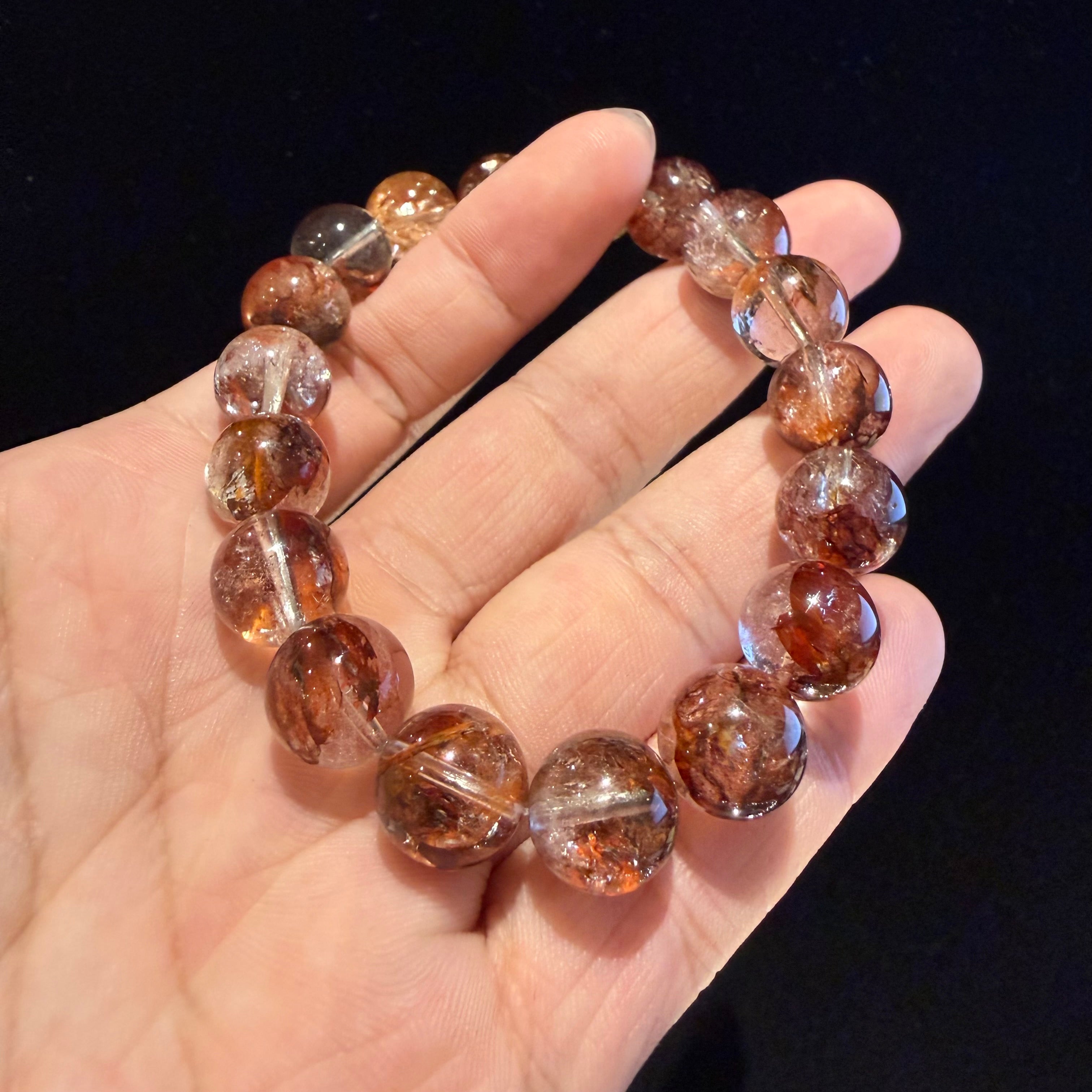 Red Hematoid Quartz Bracelet, 10.5mm/11.5mm at Aura Crystals Bracelet Online Store