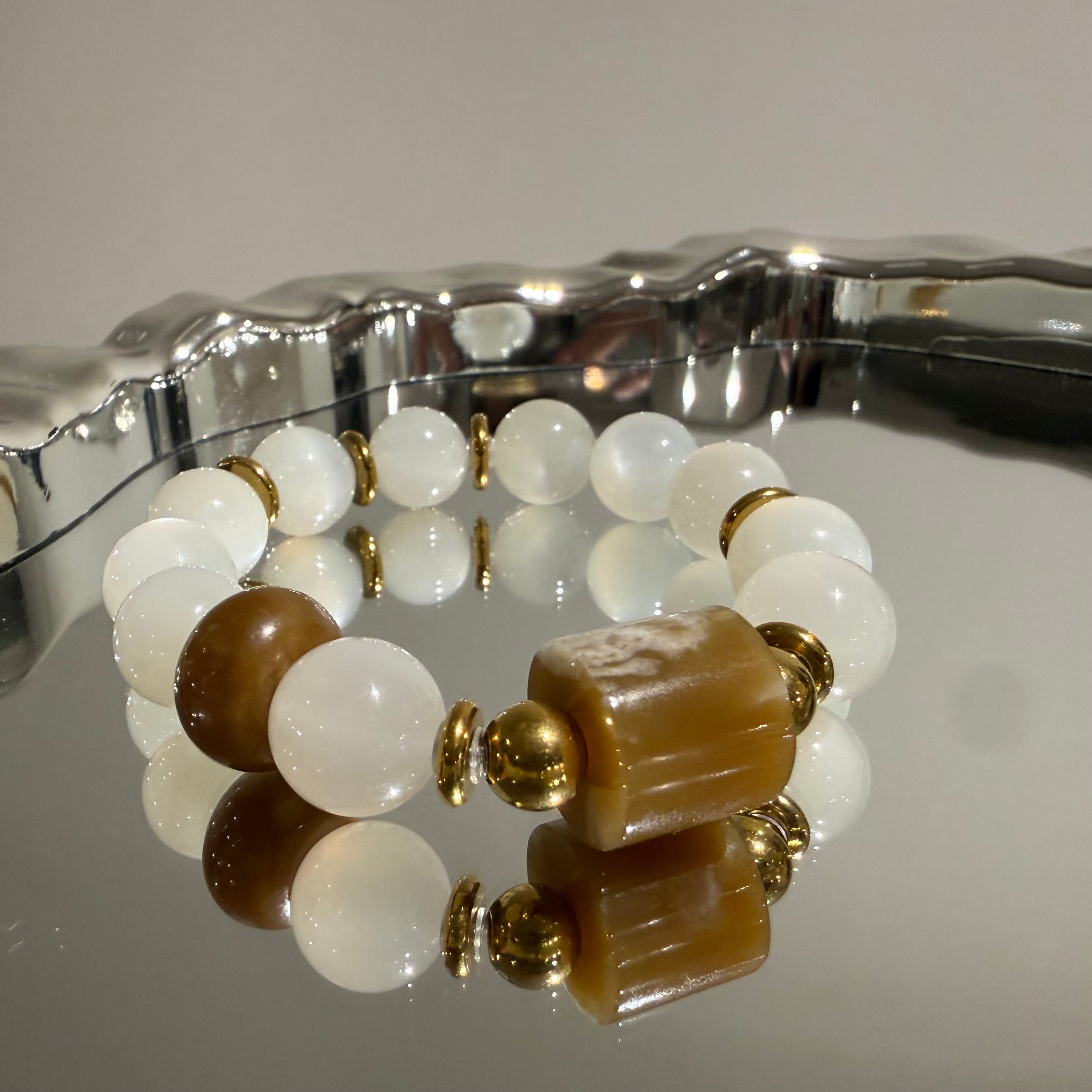 AAA Grade White Moonstone Crystal Bracelet, 13-14mm