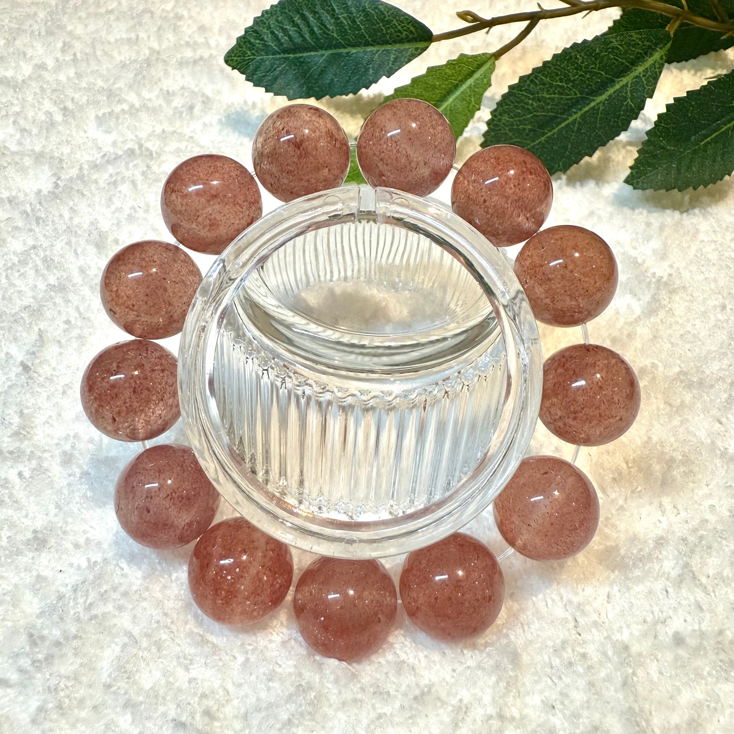 Strawberry Quartz Bracelet, 11mm, 12.5mm, 14.5mm