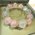 Rose Quartz & Azeztulite Design Crystal Bracelet, 14mm & 15.5mm