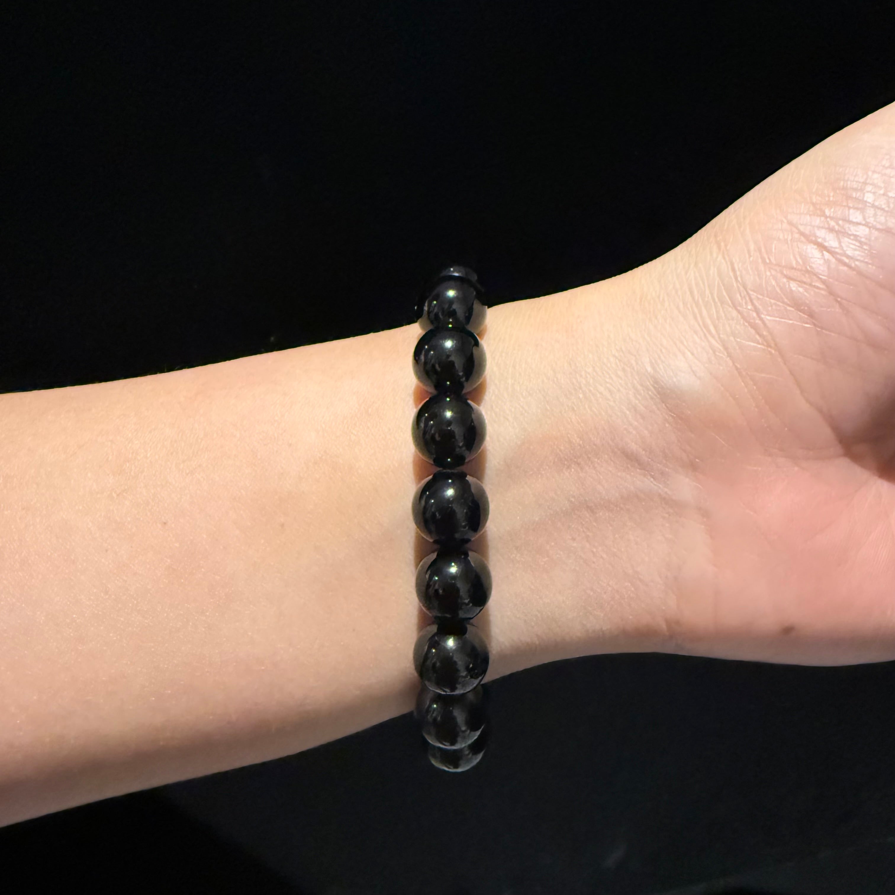 Black Tourmaline Bracelet, 8mm / 10mm / 12mm at Aura Crystals Bracelet Online Store