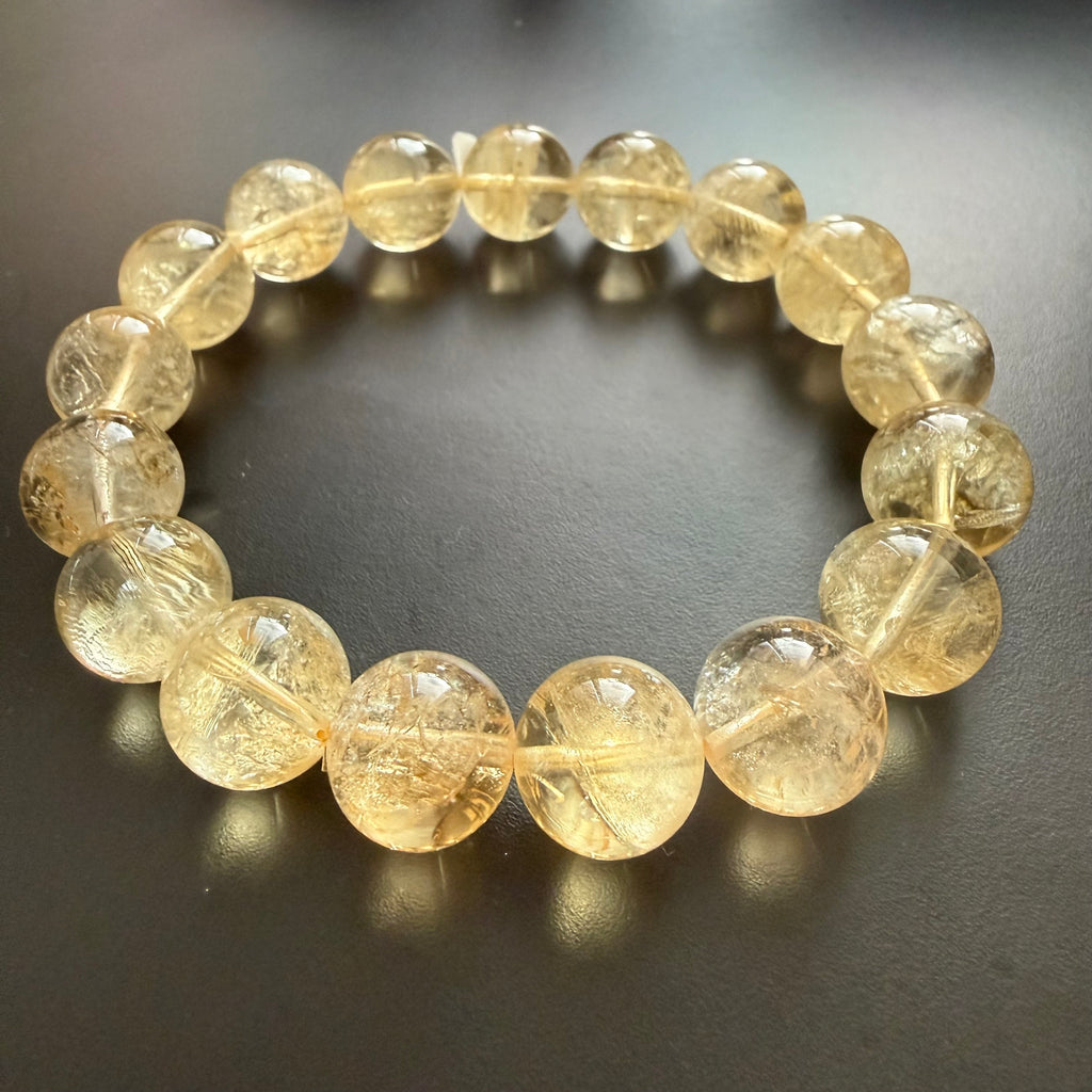 Yellow Azeztulite Quartz Bracelet, 12.5mm