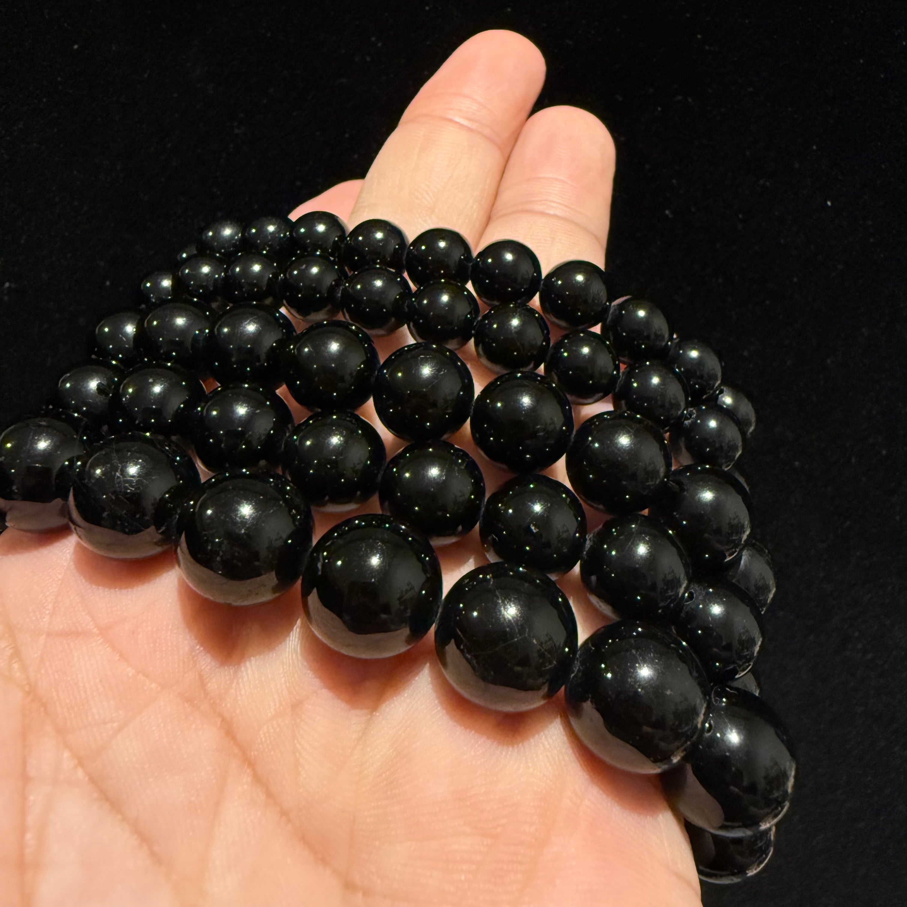 Black Tourmaline Bracelet, 8mm / 10mm / 12mm at Aura Crystals Bracelet Online Store