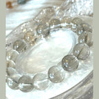 12mm-12.5mm Ice Rabbit Hair Quartz Crystal Beaded Bracelet 14-17cm Adjustable