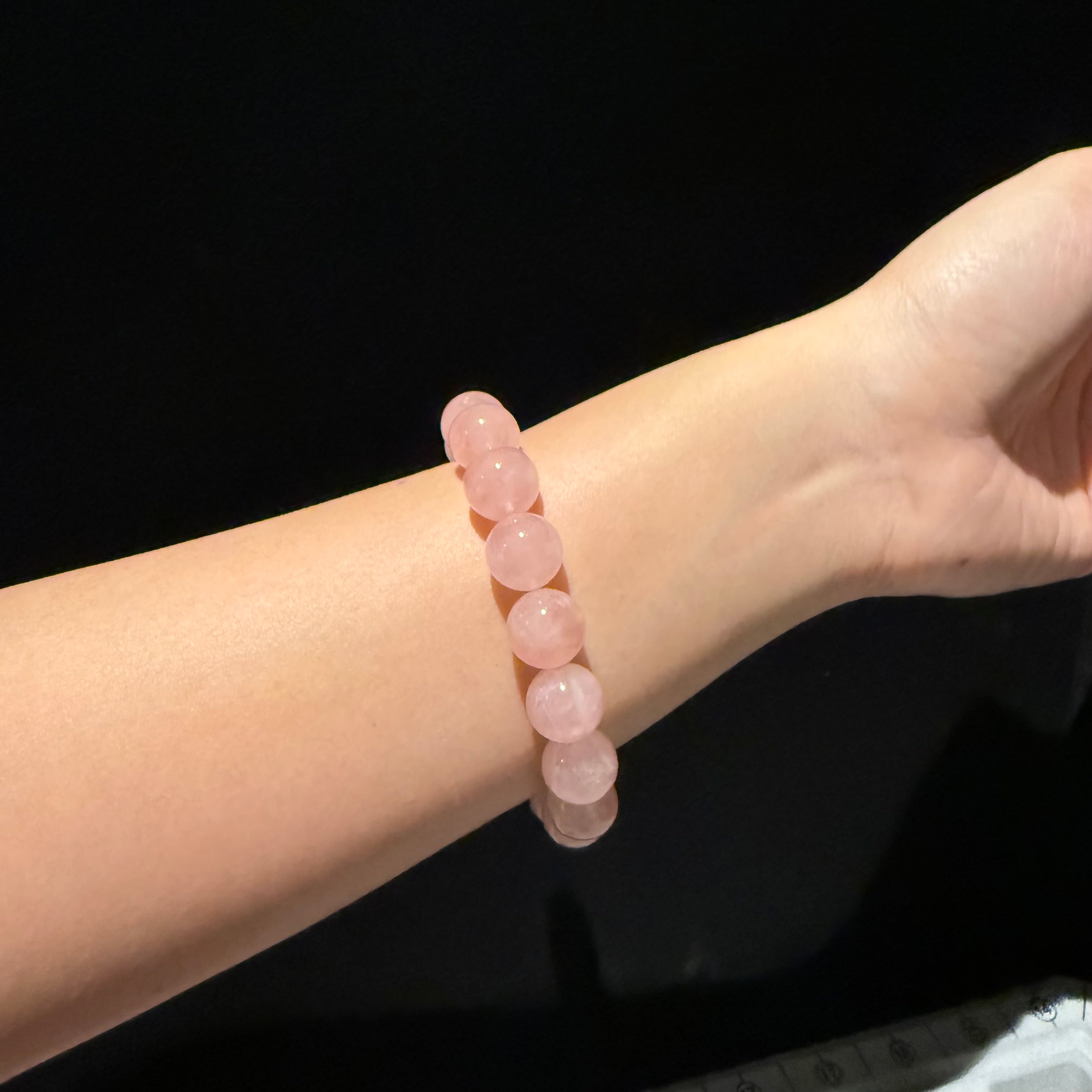 Madagascar Rose Quartz Bracelet, 11.5mm/13.5mm at Aura Crystals Bracelet Online Store