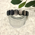 Natural Silver Obsidian Gemstone Bracelet, 14mm x 6mm (suit 17cm)