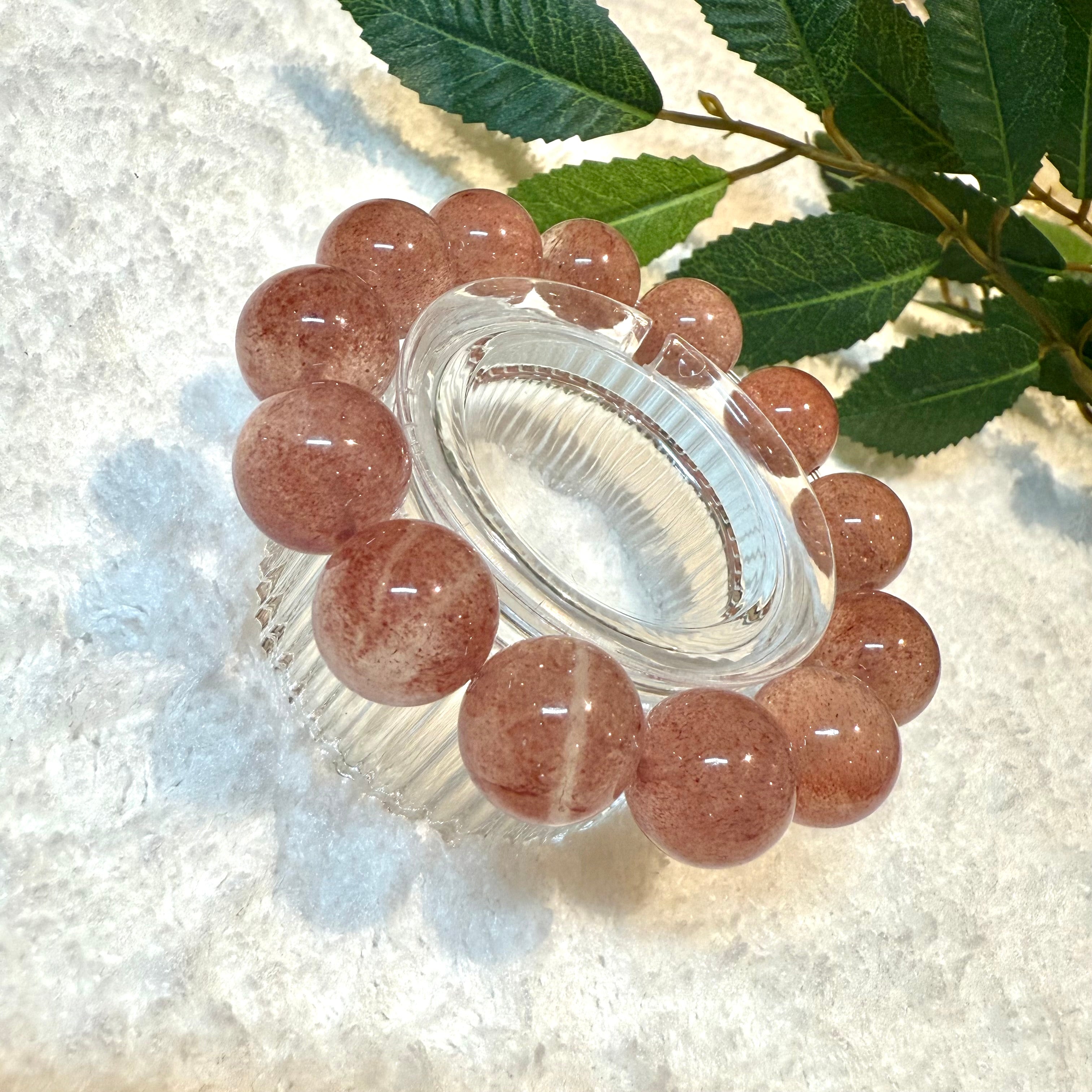 Strawberry Quartz Bracelet, 11mm, 12.5mm, 14.5mm