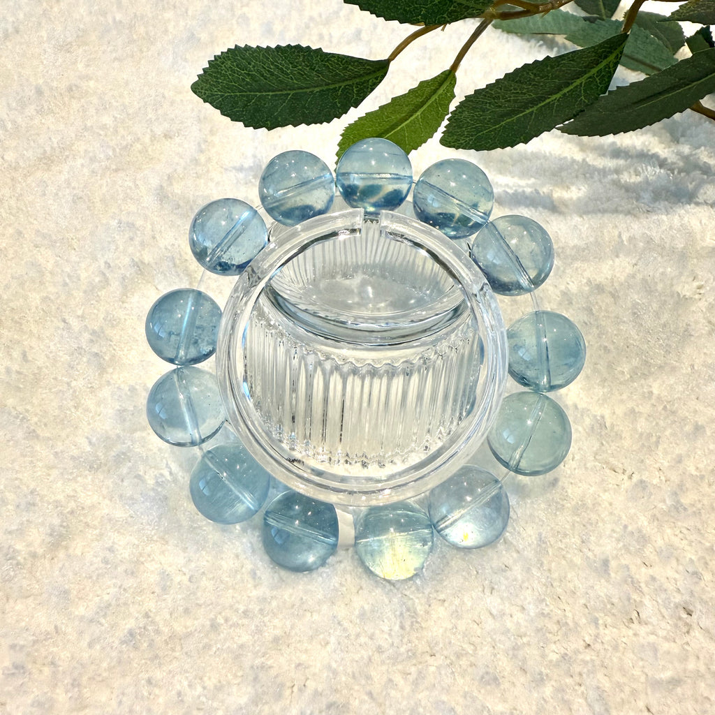 Aquamarine Blue Crystal Bracelet, 14-14.5mm