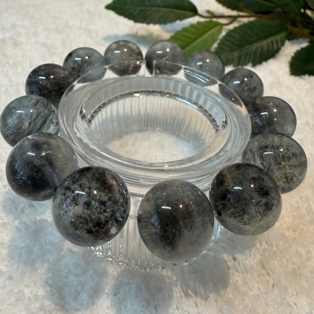 Black Star Aquamarine Crystal Bracelet, 14.5-15mm