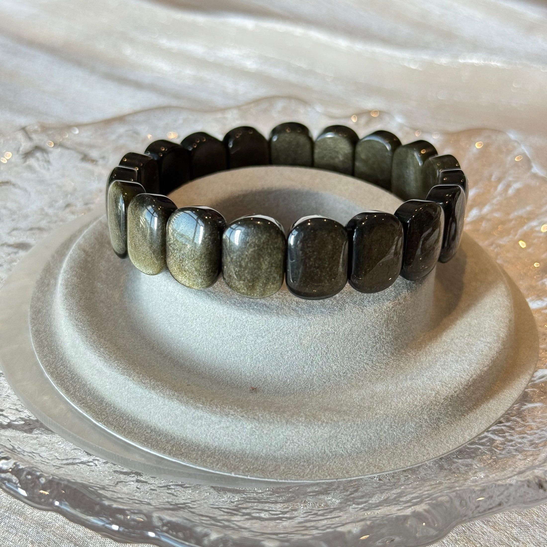 Natural Gold Obsidian Gemstone Bracelet, 14mm x 6mm (suit 17cm)