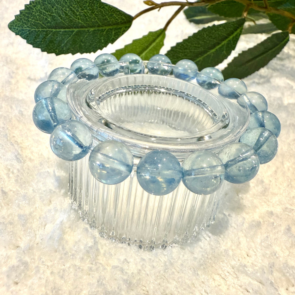 Aquamarine Blue Crystal Bracelet, 9.5-10mm