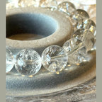 14 mm Natural Clear Azeztulite Quartz Rainbow Play Crystal Bracelet 14-17cm