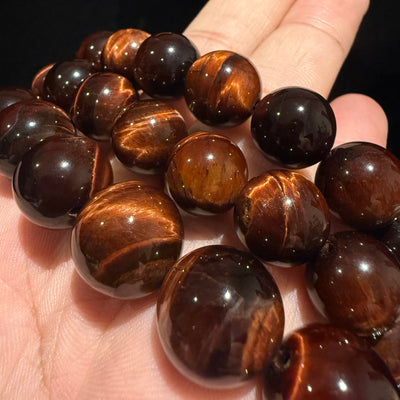 Red Tiger’s Eye Gemstone Bracelet, 12mm, 14mm