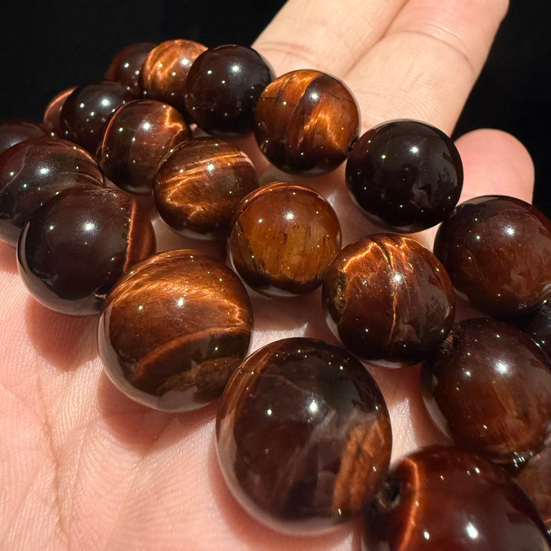 Red Tiger’s Eye Gemstone Bracelet, 12mm, 14mm
