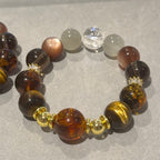 Amber • Tiger Eye • Smoky Quartz • Moonstone • Azeztulite 16cm Design Bracelet