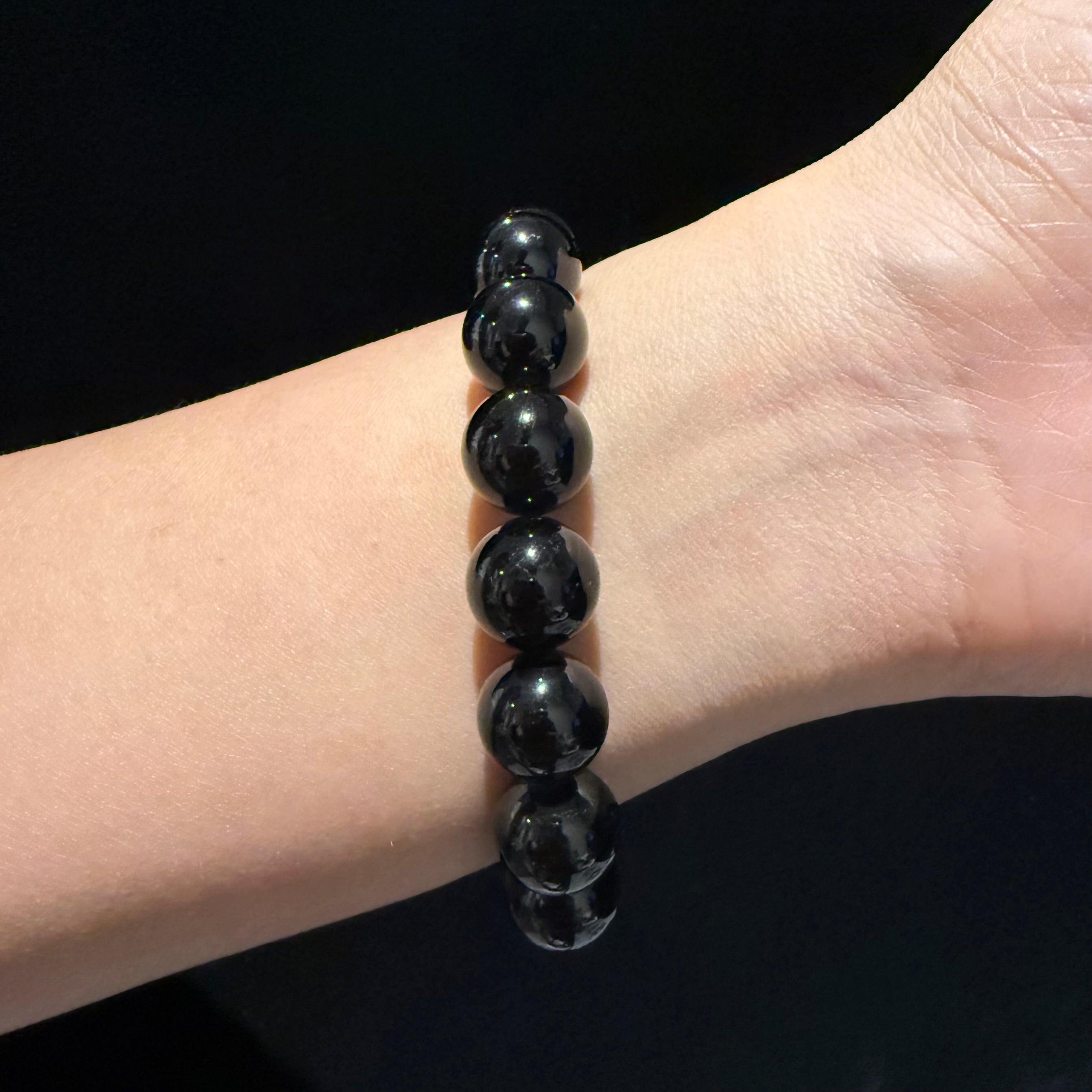 Black Tourmaline Bracelet, 8mm / 10mm / 12mm at Aura Crystals Bracelet Online Store