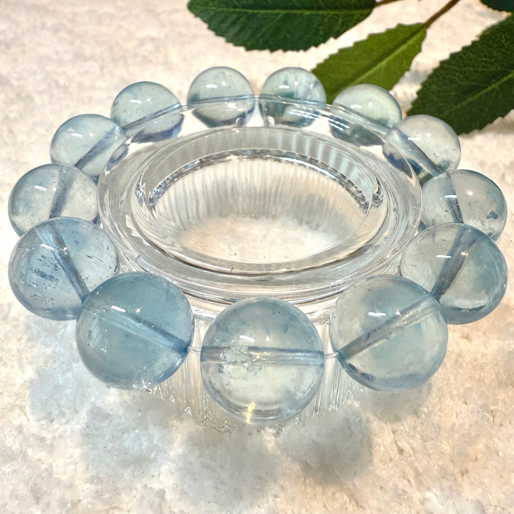Aquamarine Blue Crystal Bracelet, 14-14.5mm