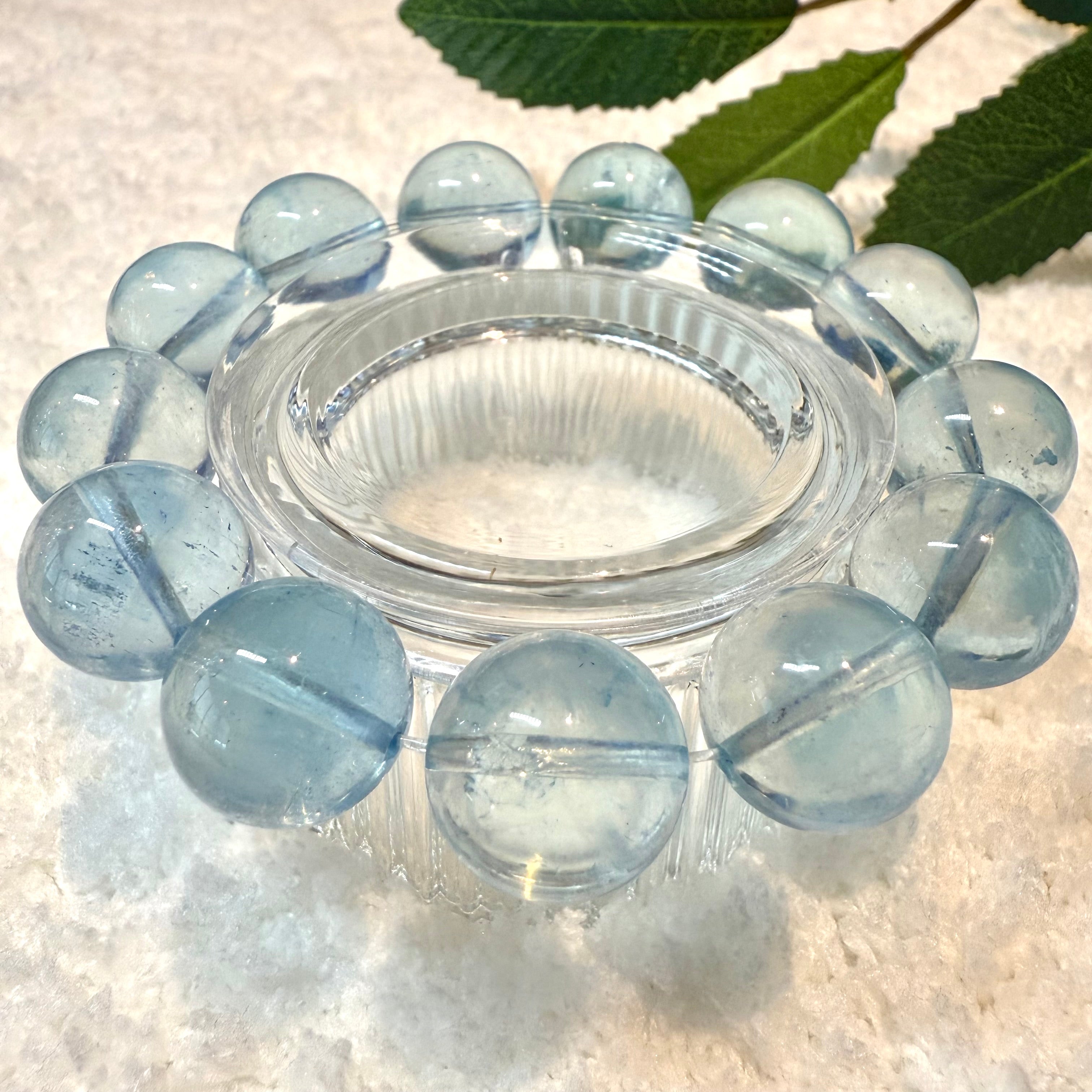 Aquamarine Blue Crystal Bracelet, 14-14.5mm