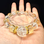 Clear & Yellow Azeztulite Design Crystal Bracelet, 12mm & 14mm