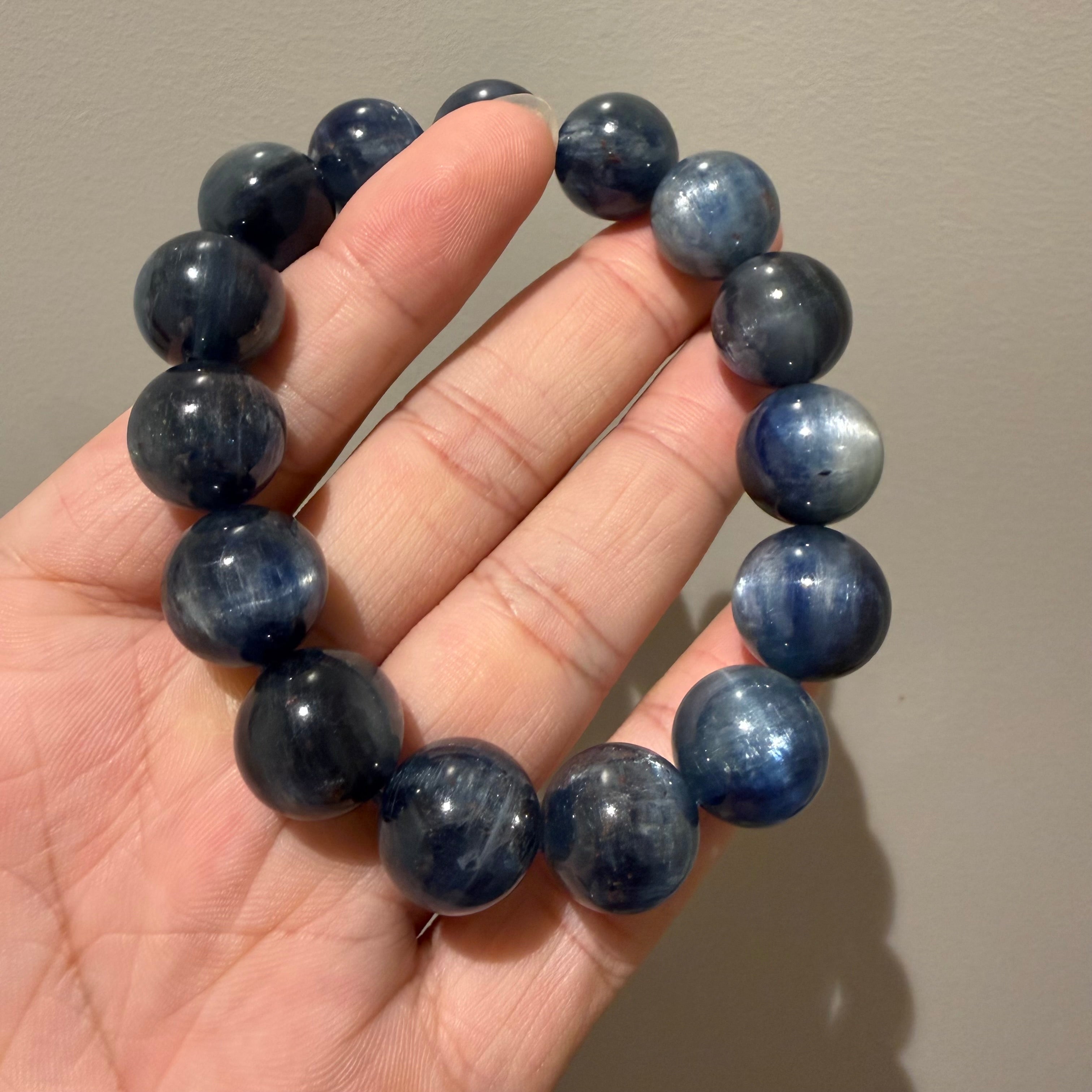 Blue Kyanite 16cm Crystal Bracelet, 11mm/14mm