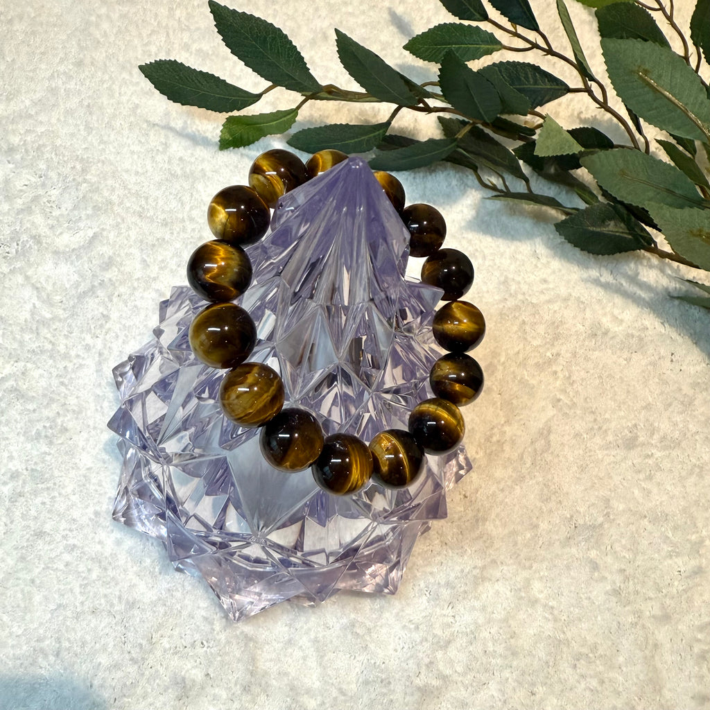 Natural Tiger’s Eye Gemstone Bracelet, 14mm