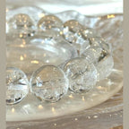 14 mm Natural Clear Azeztulite Quartz Rainbow Play Crystal Bracelet 14-17cm