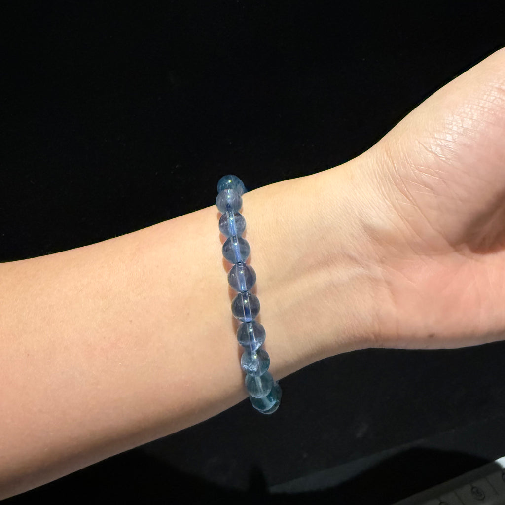 AAA Grade Fluorite Beads Bracelet, 7.5mm/9.5mm (Devil Blue) at Aura Crystals Bracelet Online Store