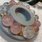 Rose Quartz & Azeztulite Design Crystal Bracelet, 14mm & 15.5mm