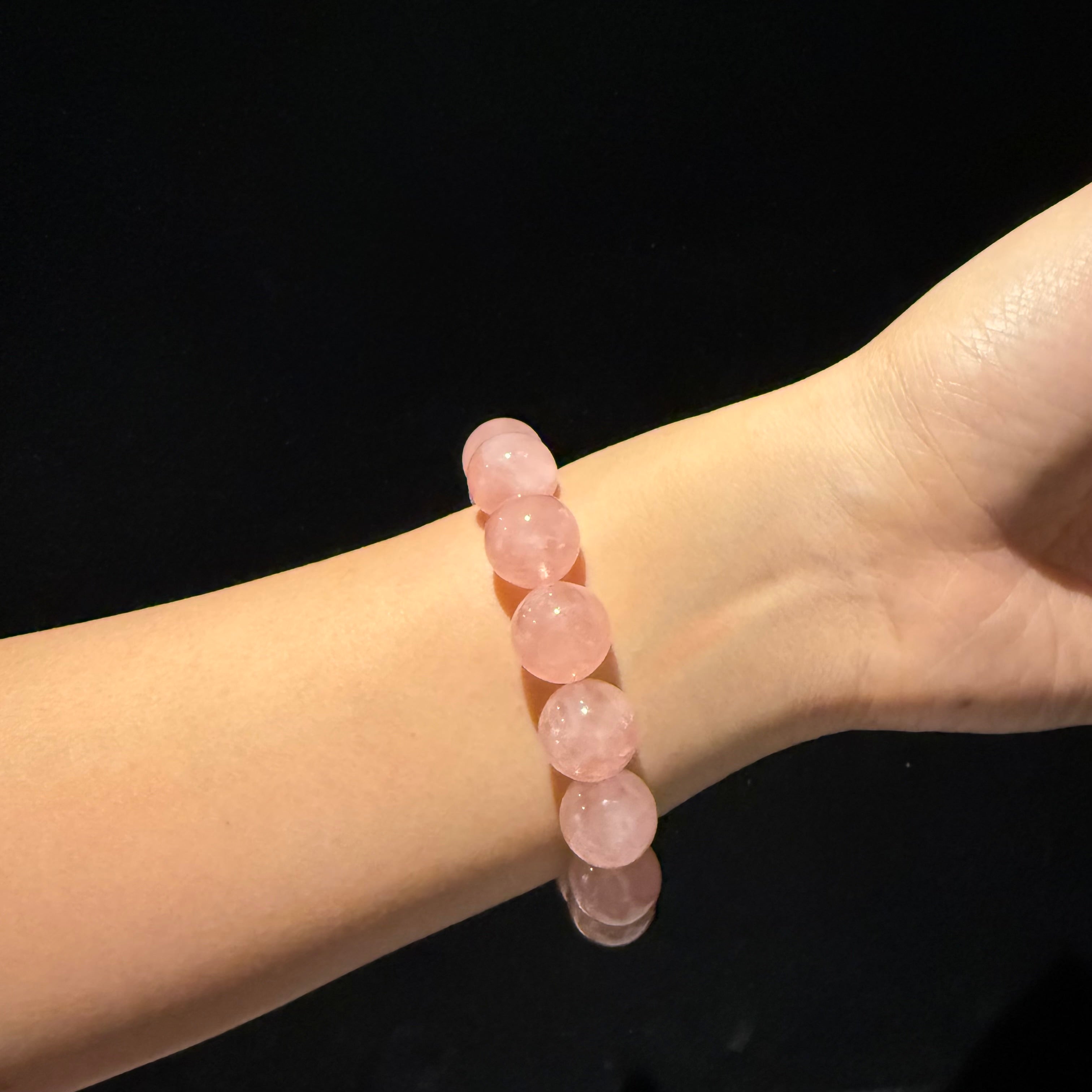 Madagascar Rose Quartz Bracelet, 11.5mm/13.5mm at Aura Crystals Bracelet Online Store