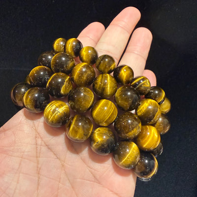Natural Tiger’s Eye Gemstone 17cm Bracelet, 12mm, 14mm
