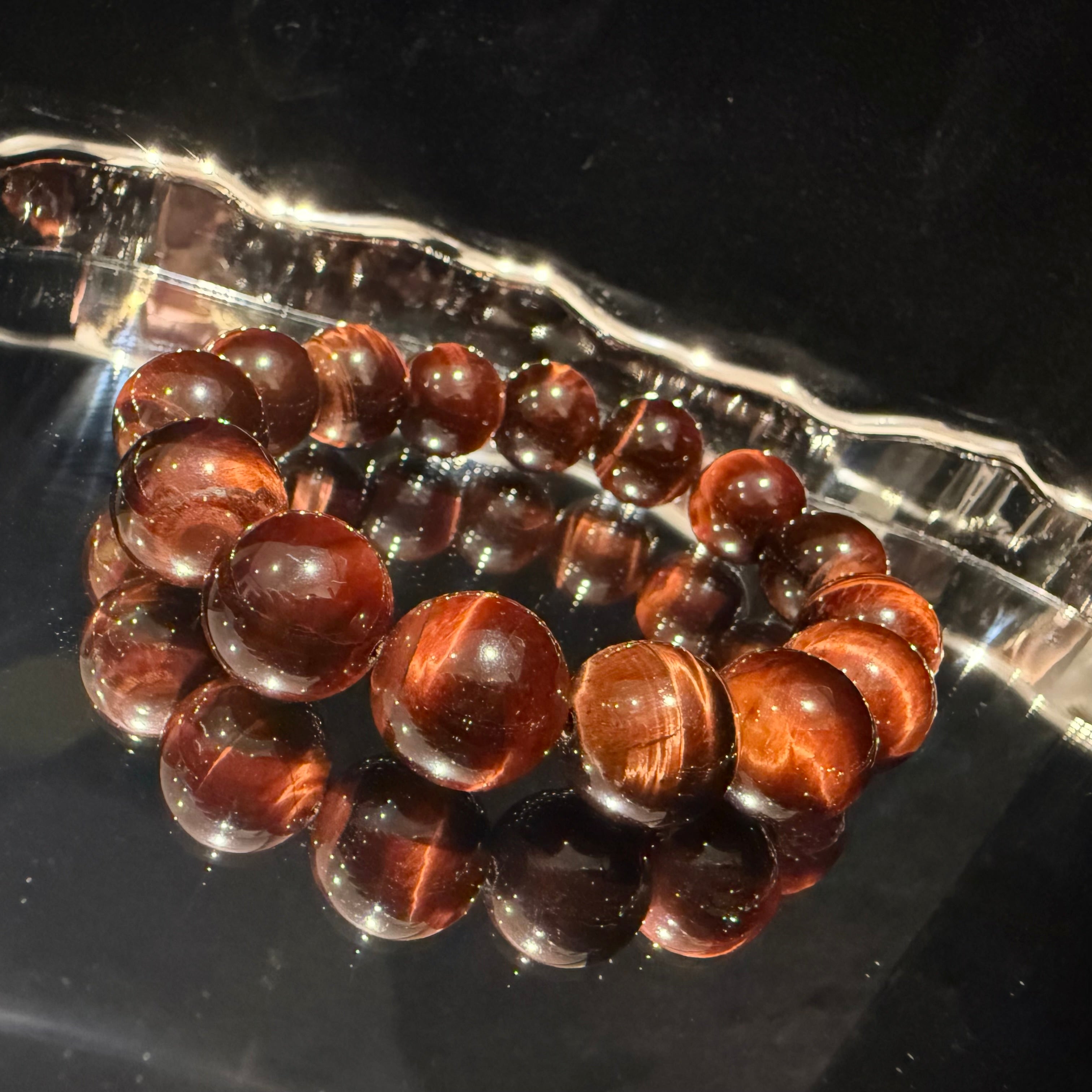 Red Tiger’s Eye Gemstone Bracelet, 12mm, 14mm