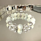 White Moonstone & Clear Quartz 15cm Design Bracelet, 10mm