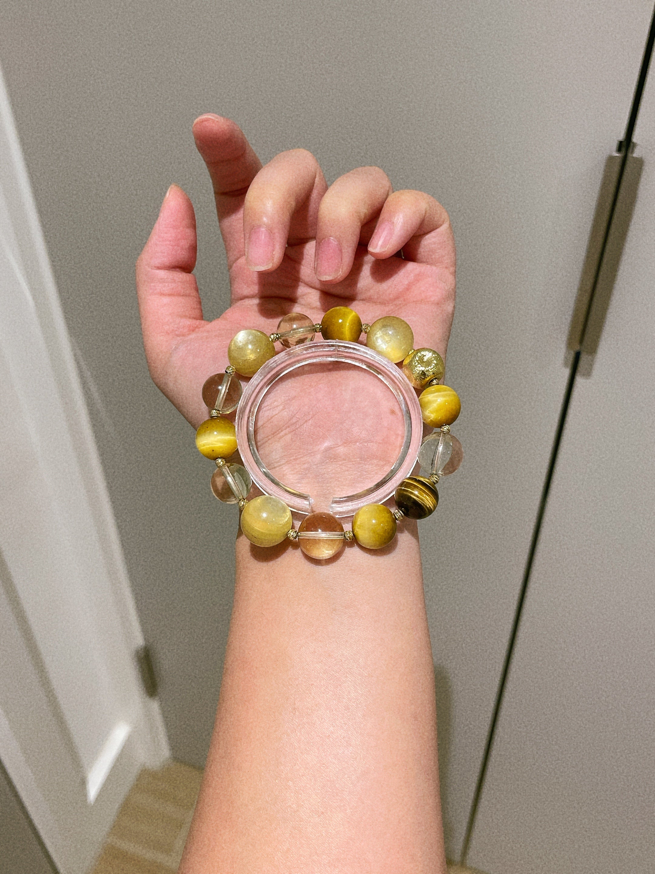 Gold Lepidolite, Citrine, Gold Tiger Eyes& Yellow Tiger Eyes at Aura Crystals Bracelet Online Store