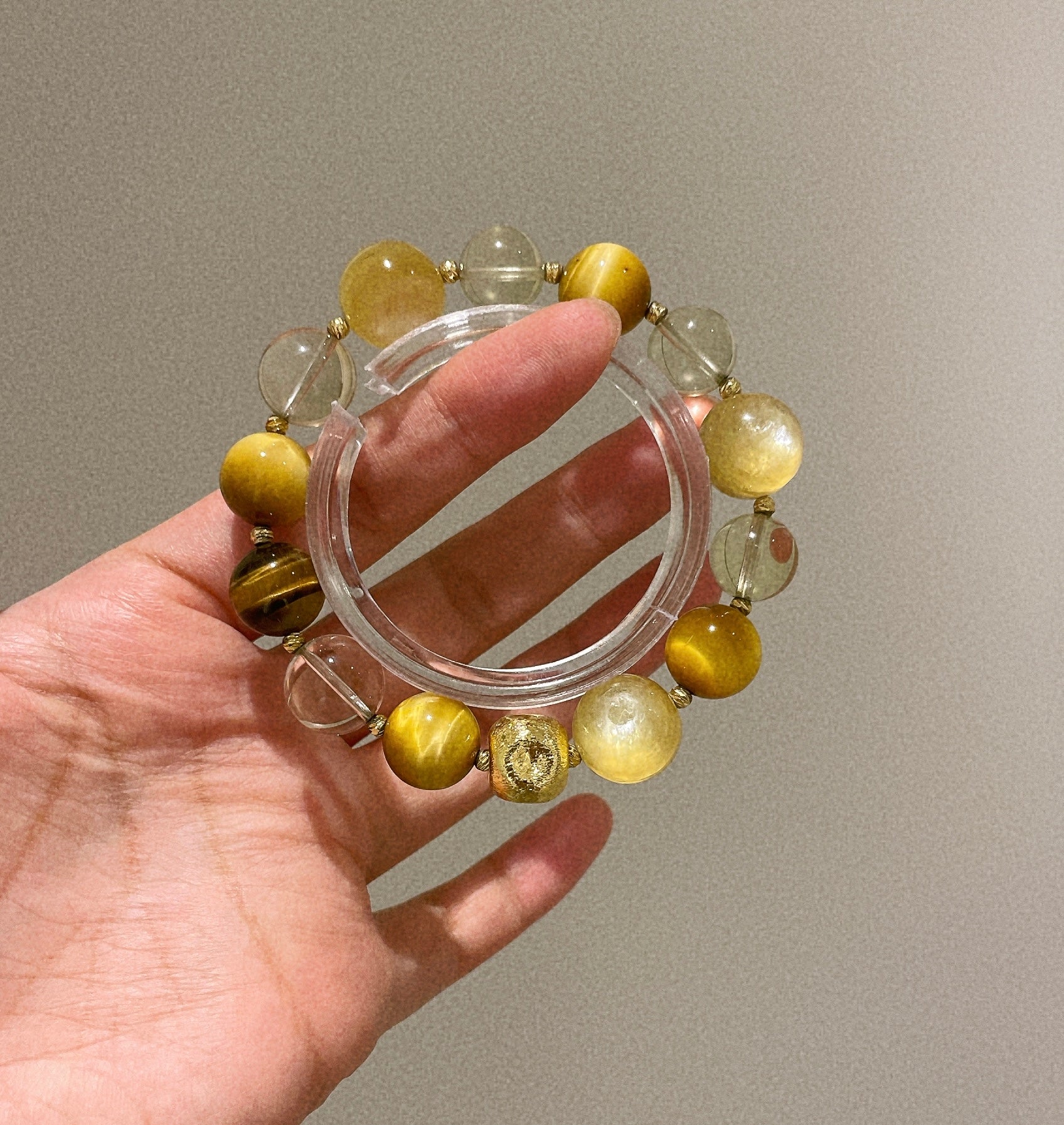 Gold Lepidolite, Citrine, Gold Tiger Eyes& Yellow Tiger Eyes at Aura Crystals Bracelet Online Store
