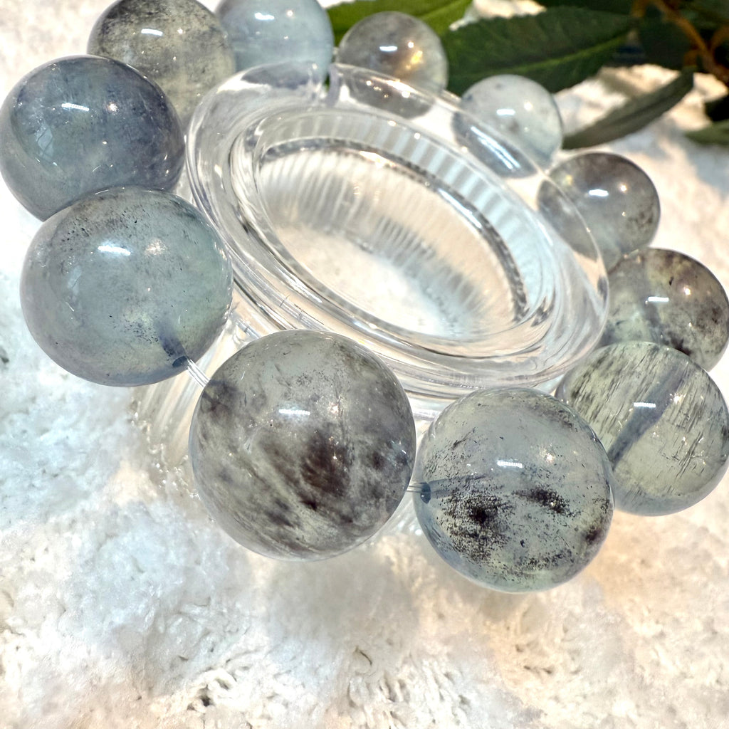 Black Star Aquamarine 14cm Crystal Bracelet, 16.5-17mm