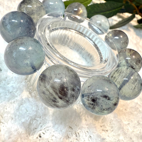 Black Star Aquamarine 14cm Crystal Bracelet, 16.5-17mm