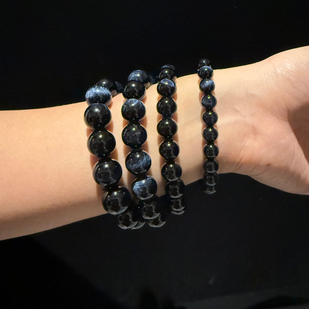 Blue Tiger Eye Bracelet, 8mm/10mm/12mm/14mm at Aura Crystals Bracelet Online Store