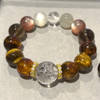 Black Herkimer • Amber • Tiger Eye • Smoky Quartz • Moonstone • Lepidolite 16cm Design Bracelet