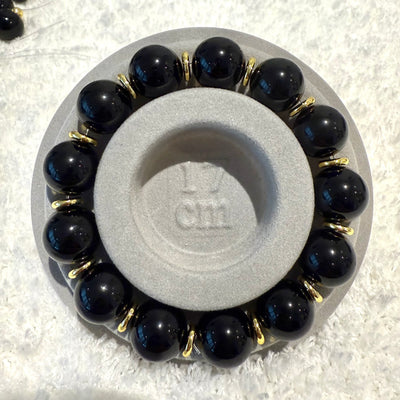 Black Obsidian Gemstone Bracelet, 14mm