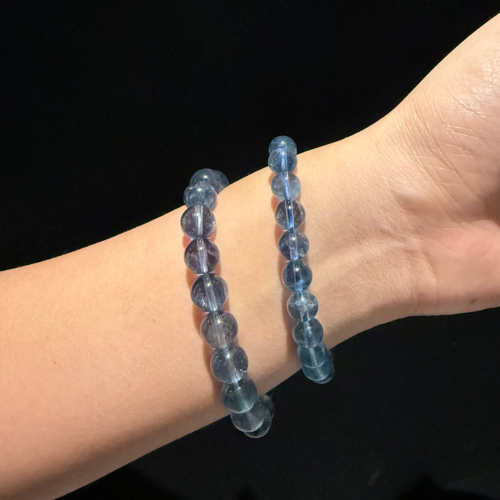 AAA Grade Fluorite Beads Bracelet, 7.5mm/9.5mm (Devil Blue) at Aura Crystals Bracelet Online Store