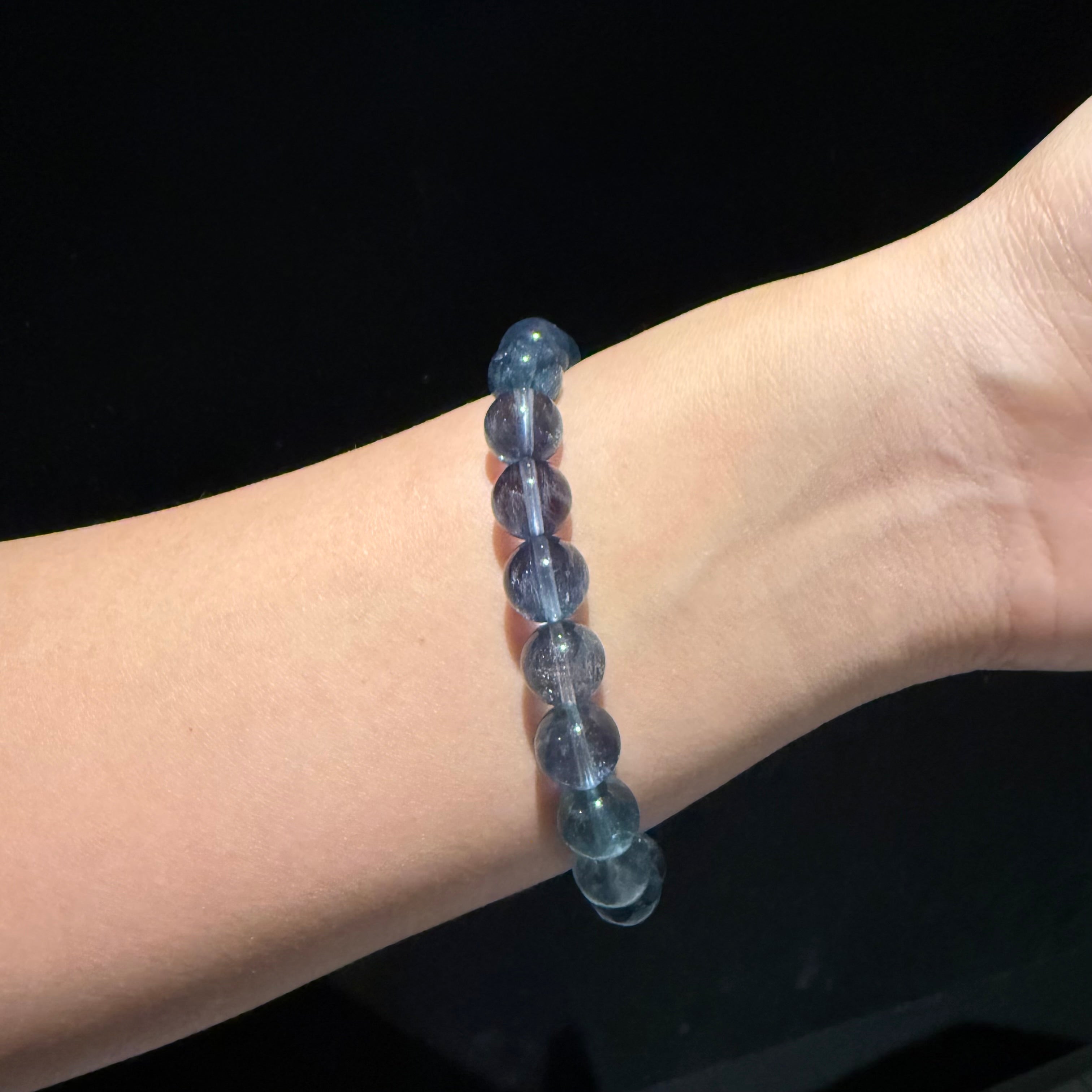 AAA Grade Fluorite Beads Bracelet, 7.5mm/9.5mm (Devil Blue) at Aura Crystals Bracelet Online Store