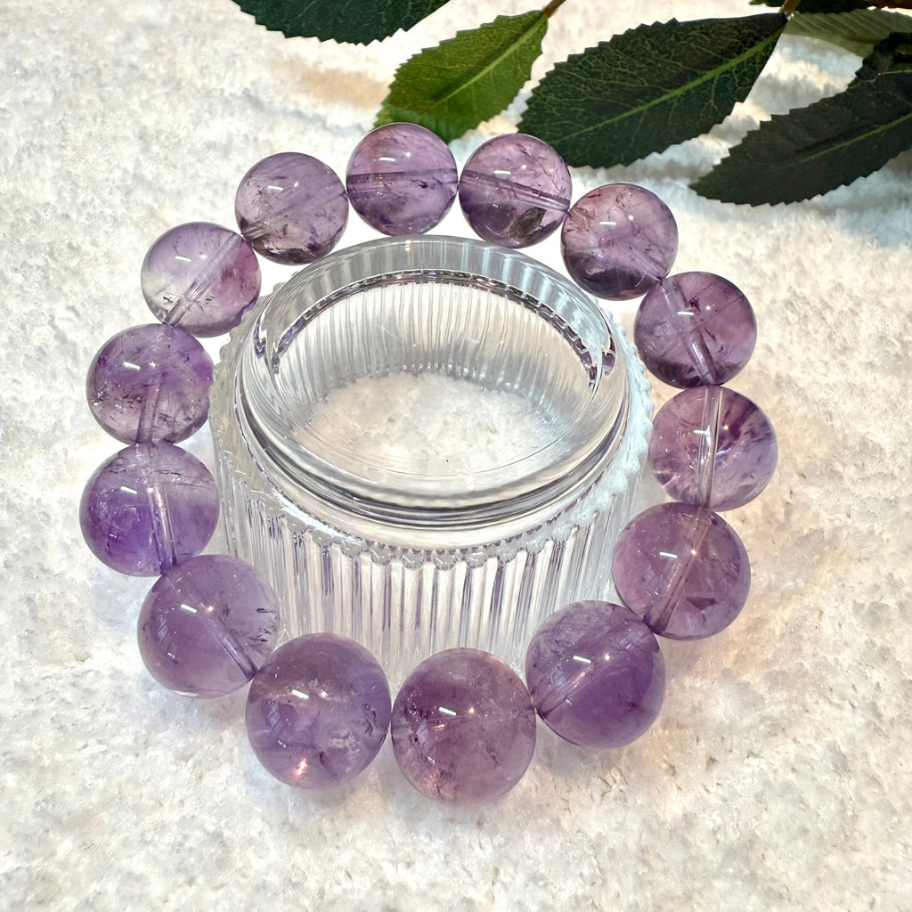 Azeztulite Amethyst Crystal Bracelet, 14.5-15mm