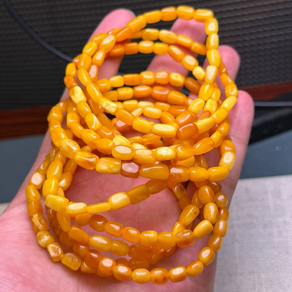 Flower Wax Amber Freeform Bracelet – 5mm+