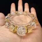 Clear & Yellow Azeztulite Design Crystal Bracelet, 12mm & 14mm