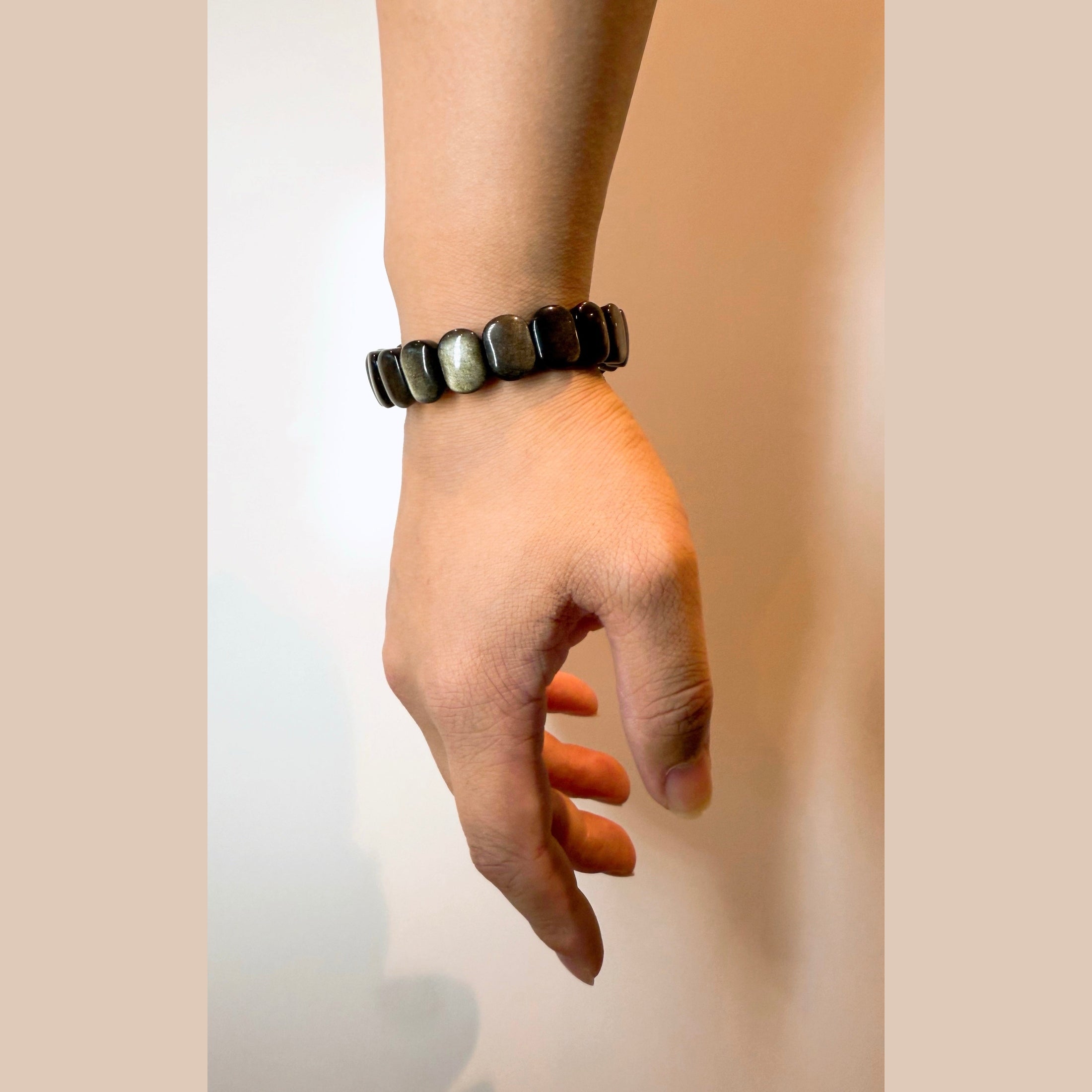 Natural Gold Obsidian Gemstone Bracelet, 14mm x 6mm (suit 17cm)