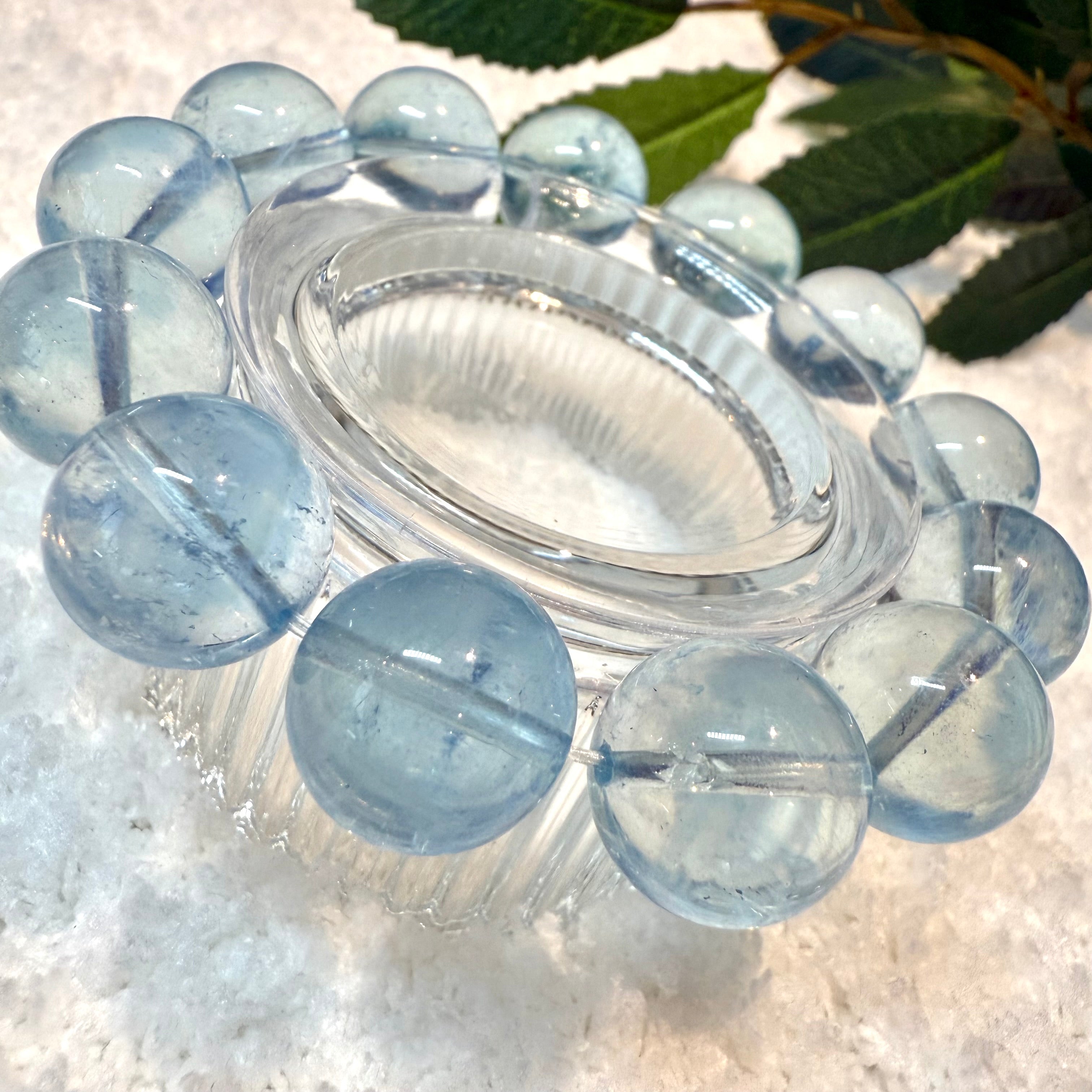 Aquamarine Blue Crystal Bracelet, 14-14.5mm