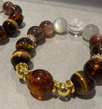 Amber • Tiger Eye • Smoky Quartz • Moonstone • Azeztulite 16cm Design Bracelet