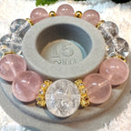 Rose Quartz & Azeztulite Design Crystal Bracelet, 14mm & 15.5mm